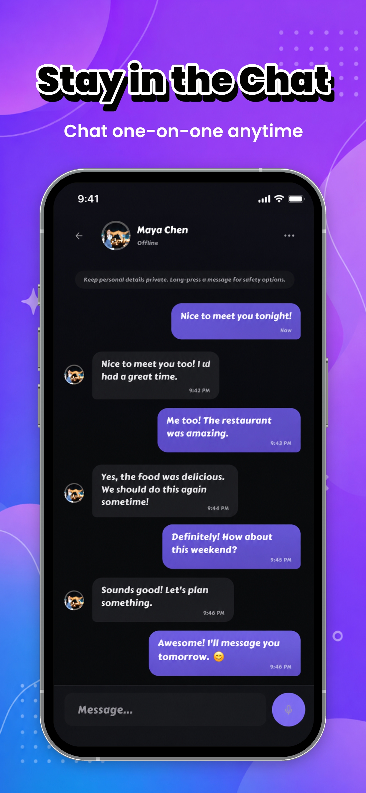 Chat one-to-one with other users